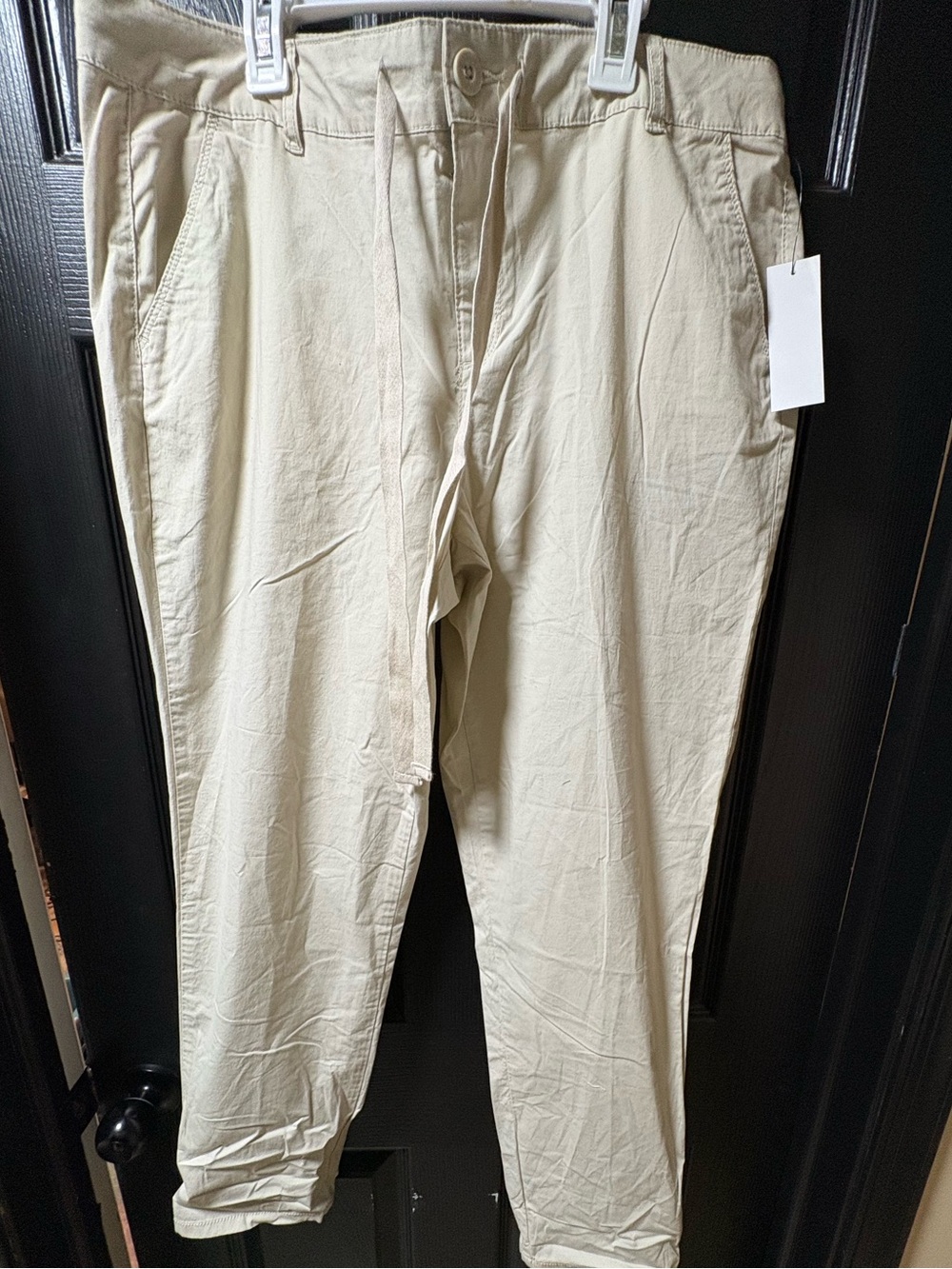 Liz Claiborne Drawstring Chinos in Light Cream